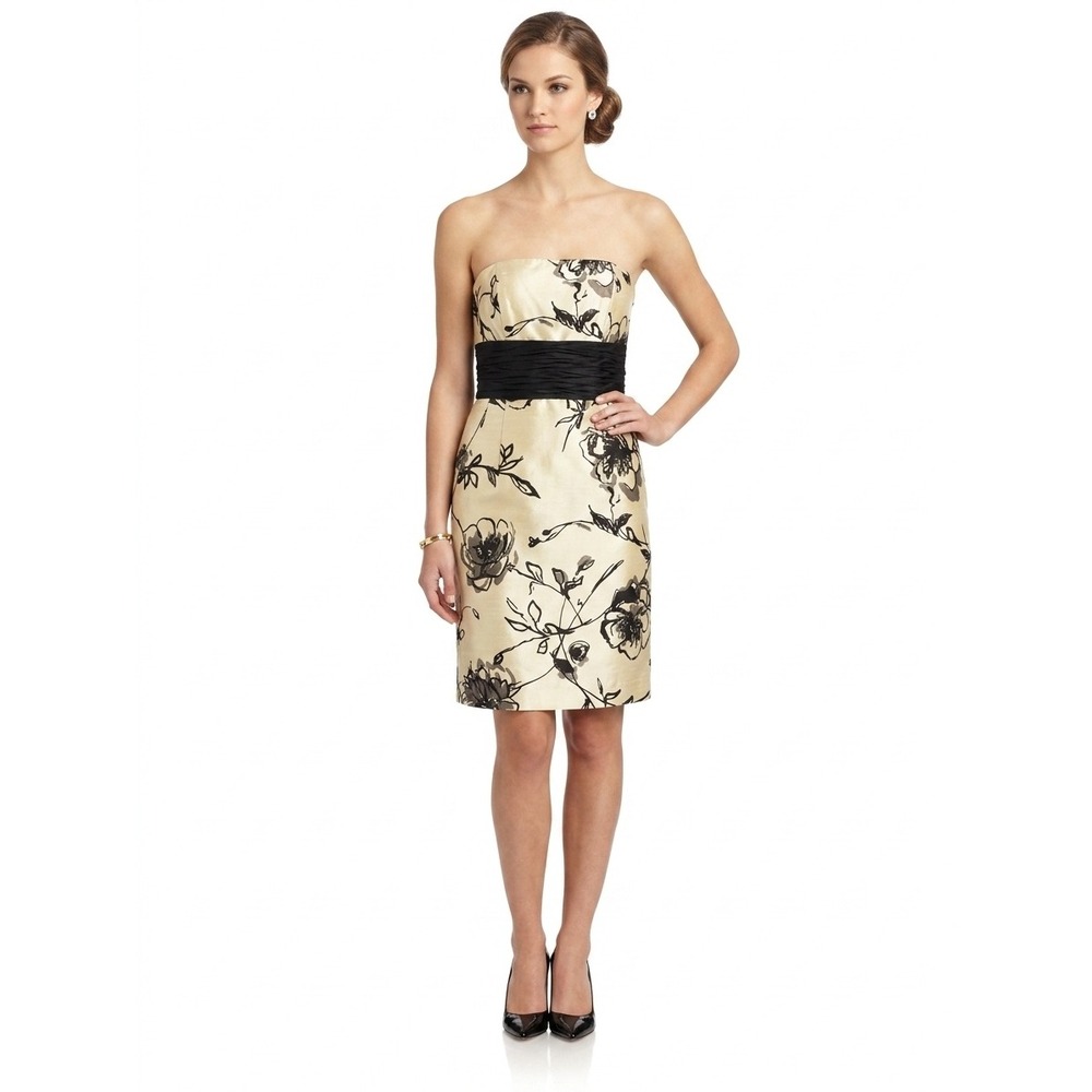 Shani Womens 100% Silk Strapless Floral Cocktail Dress  Size 12